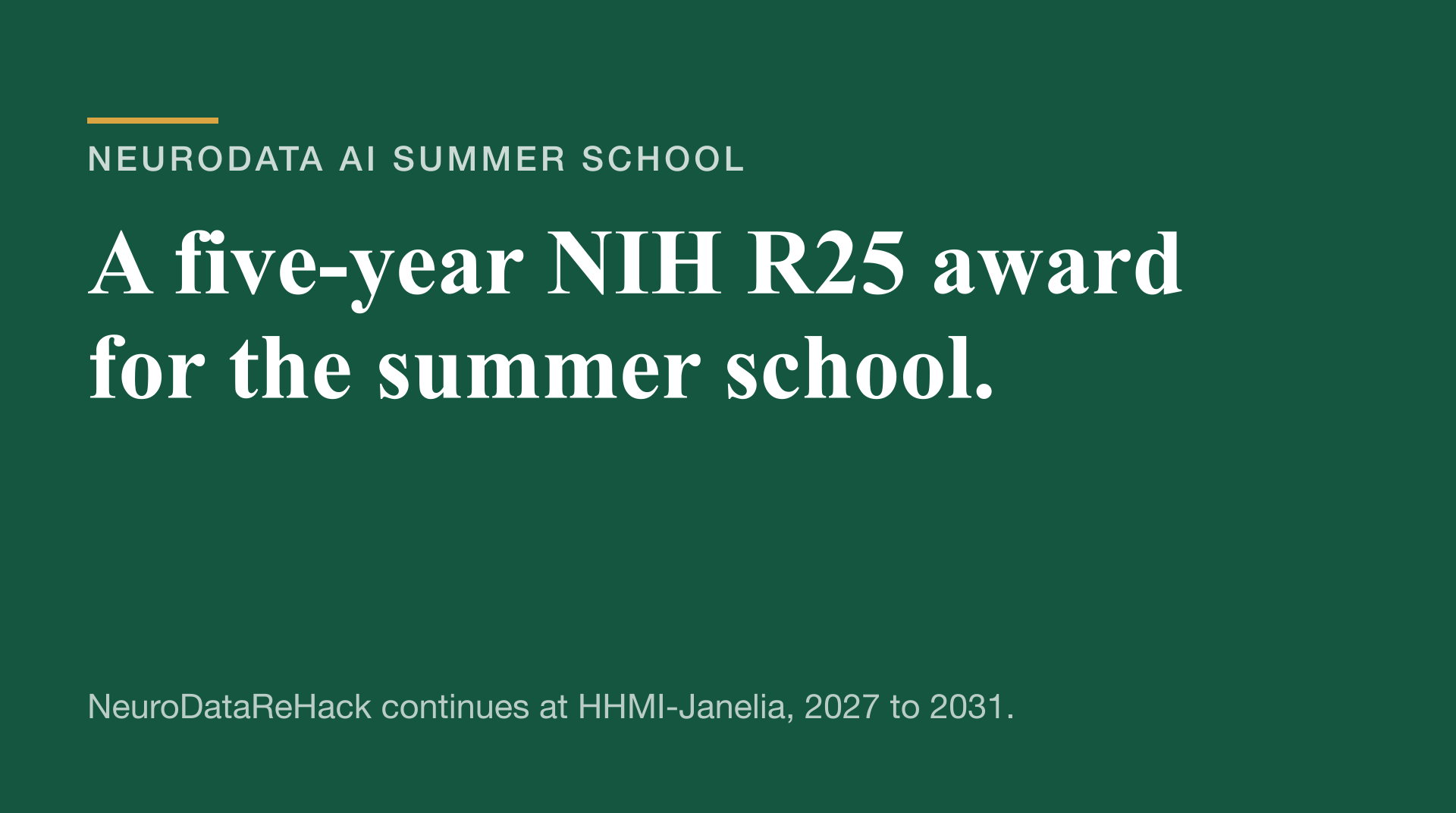 NIH R25 Award for the NeuroData AI Summer School